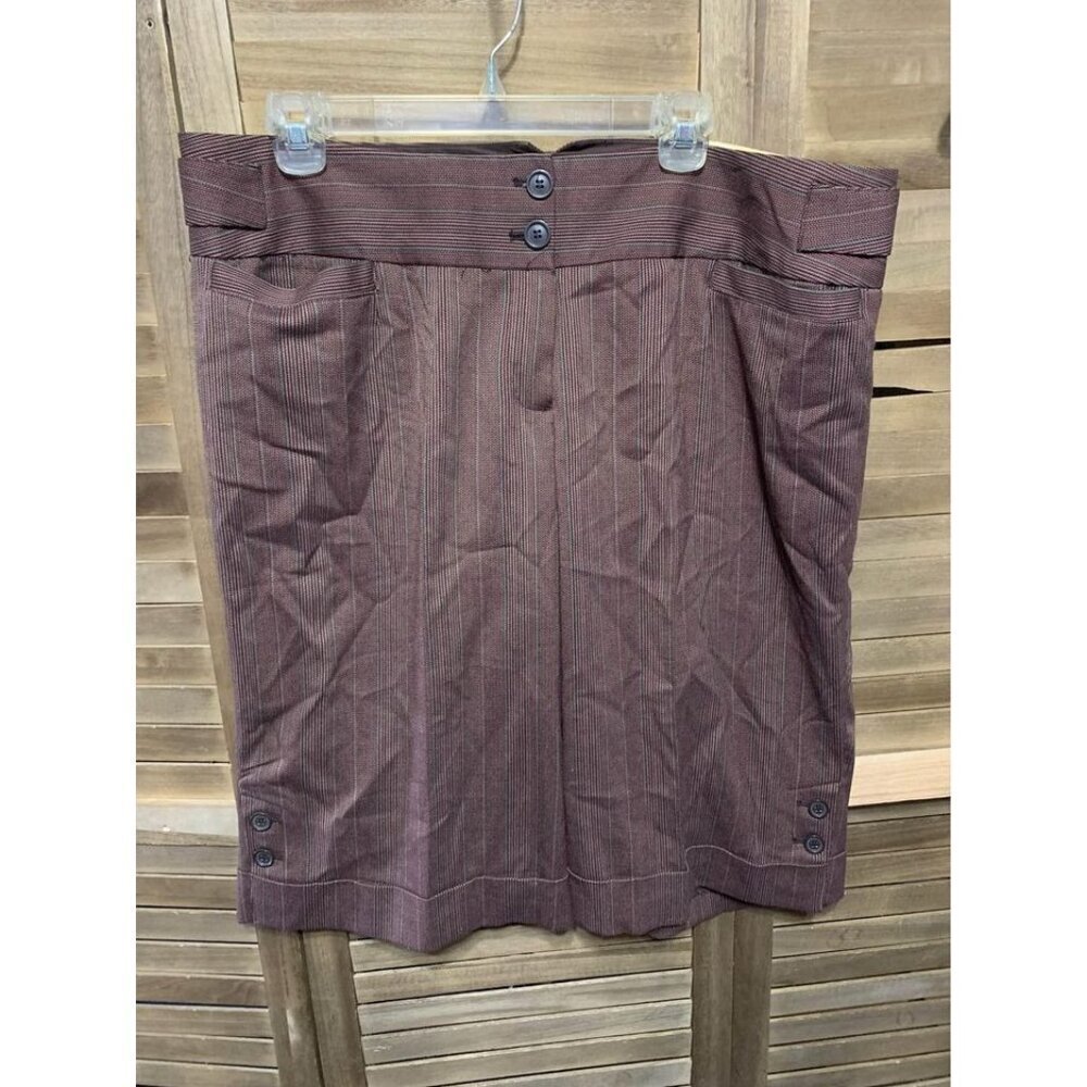 NWT Lane Bryant Striped Shorts Womens Size 18 Brown Business Casual